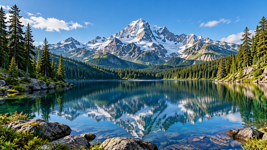Cropped alpine lake sample